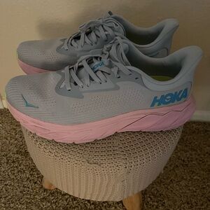 Hoka Gray and Pink Athletic Shoes